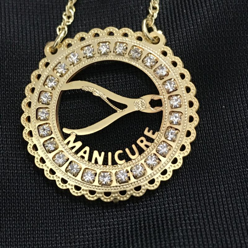 Colar de  profissão  Feminino de  manicure de strass em Oferta na Shopee