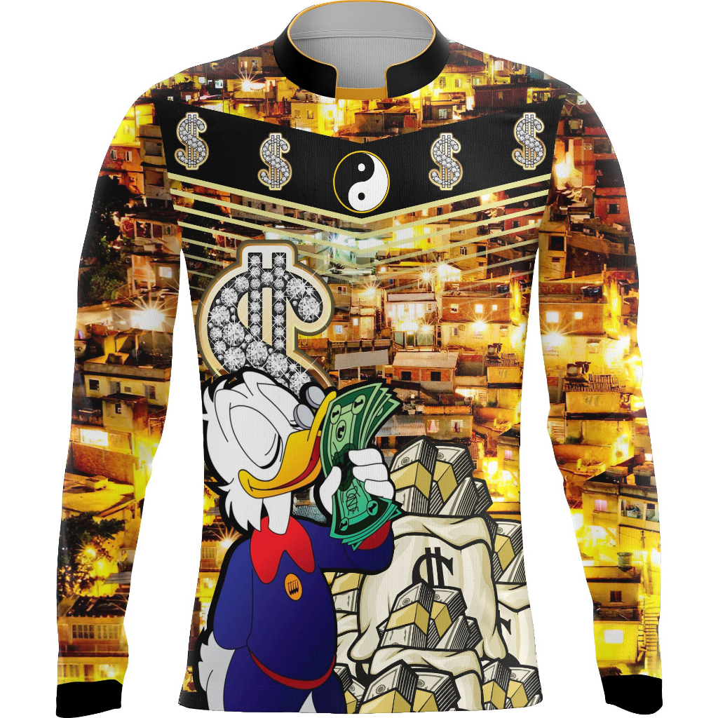Camisa/Camiseta manga longa/comprida de quebrada Pousadão Milionário - Tio Patinhas - Cifrão
