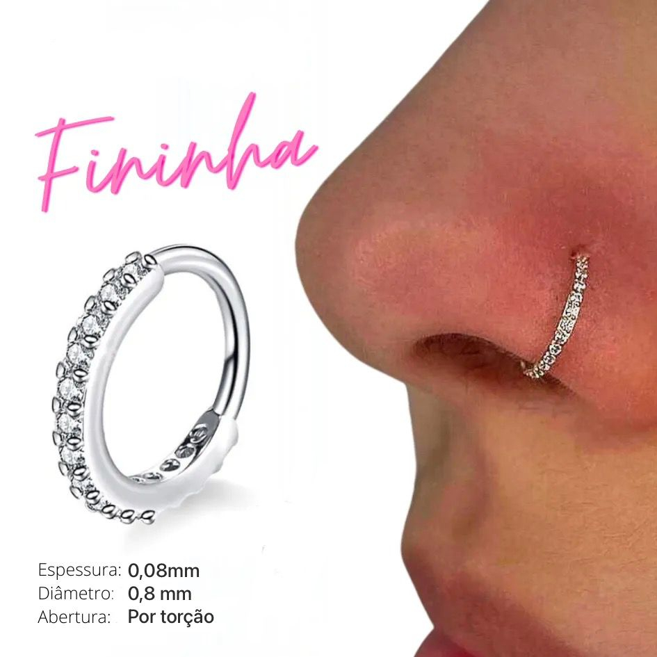 Piercing Nariz Cartilagem Argola Cravejado Strass em Oferta na Shopee