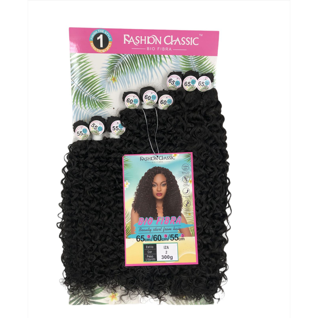 Cabelo Cacheado Biofibra Iza Fashion Classic Sleek COR 2 Castanho Escuro
