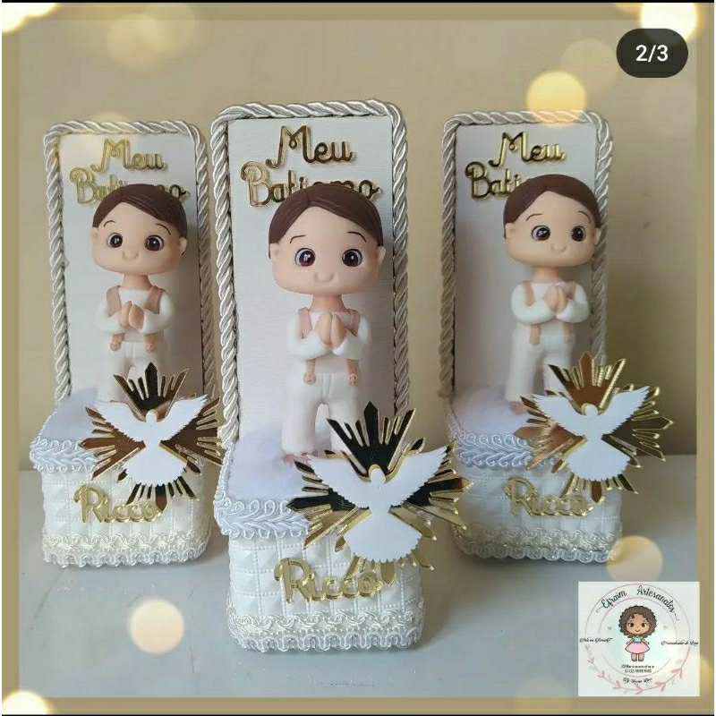 Lembrancinha batizado/ Batismo/ Personalizado de luxo/ Caixinha de luxo/ Anjinho/ biscuit/ Padrinhos