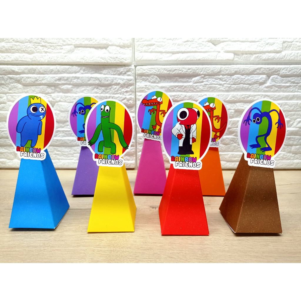 10 Lembrancinha Rainbow Friends Decoração caixa cone