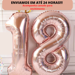 Balão Número Metalizado 75cm Rose Gold Dourado Prata e Vermelho em Oferta na Shopee