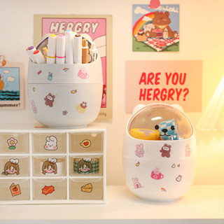 Multiuso Mini Lixeira Mesa Gatinho Quarto   Lata de Lixo Organizador Infantil c/ Adesivo 2...