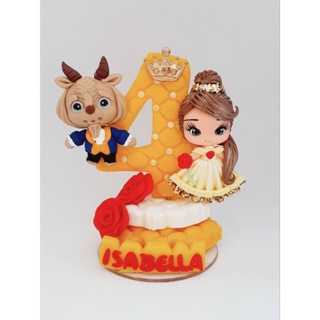 Vela em biscuit bela e a fera em Oferta na Shopee