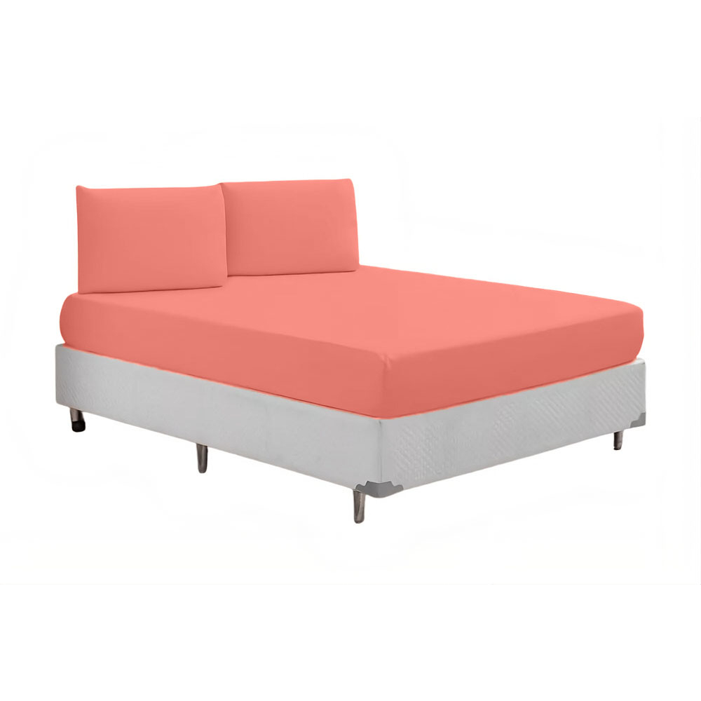 Jogo de Cama Casal Queen Com Elástico 3 Peças Roupa de Cama - Cor Rosê