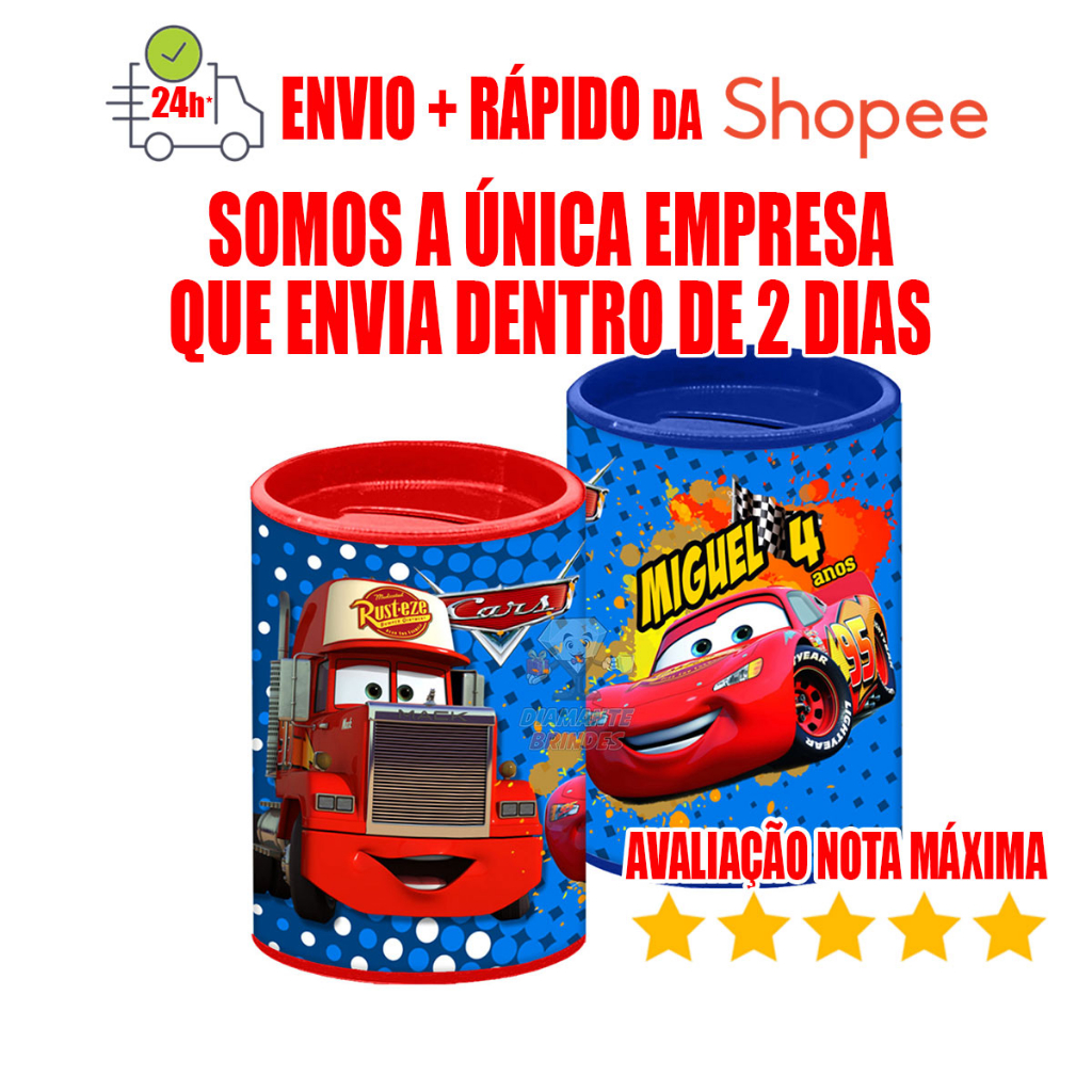 10 Cofrinho Personalizado Carros Disney Mcqueen Envio Rápido Cofrinhos Personalizados Mcqueen Cofre