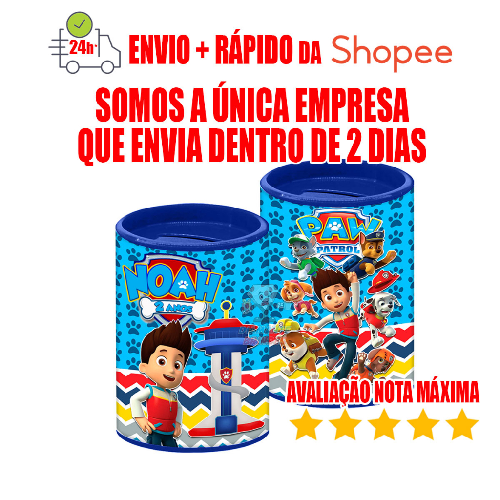 20 Cofrinho Personalizado Patrulha Canina Envio Muito Rápido lembrancinha personalizada festa