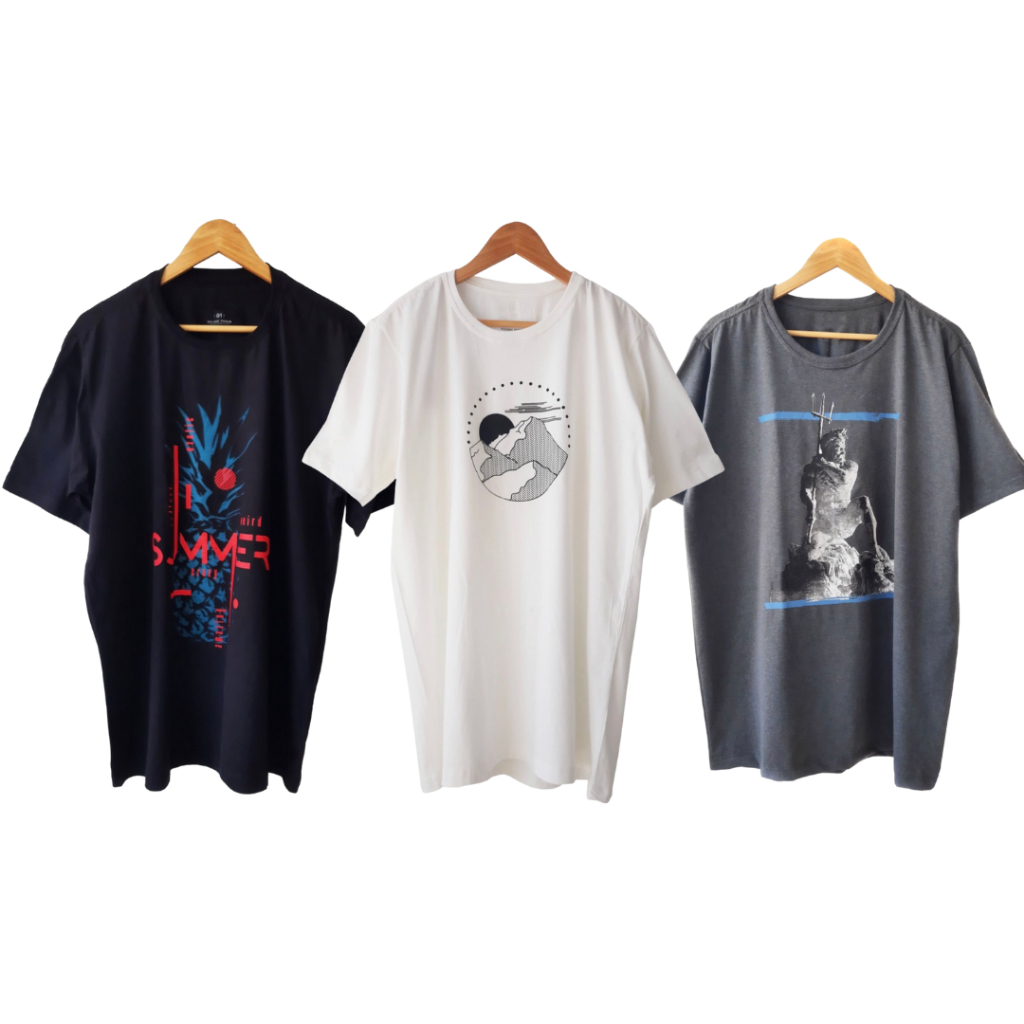 Kit 3 Camisetas Bonitas Plus Size G1 G2 G4 G5 G6 100% algodão