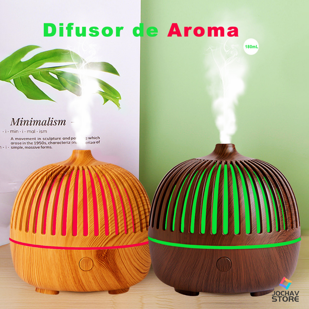 Difusor de Aroma e Umidificador de Ar 7 Cores de Led Aromatizador Essencial Óleo Ultrassônico Ambiente Escritório