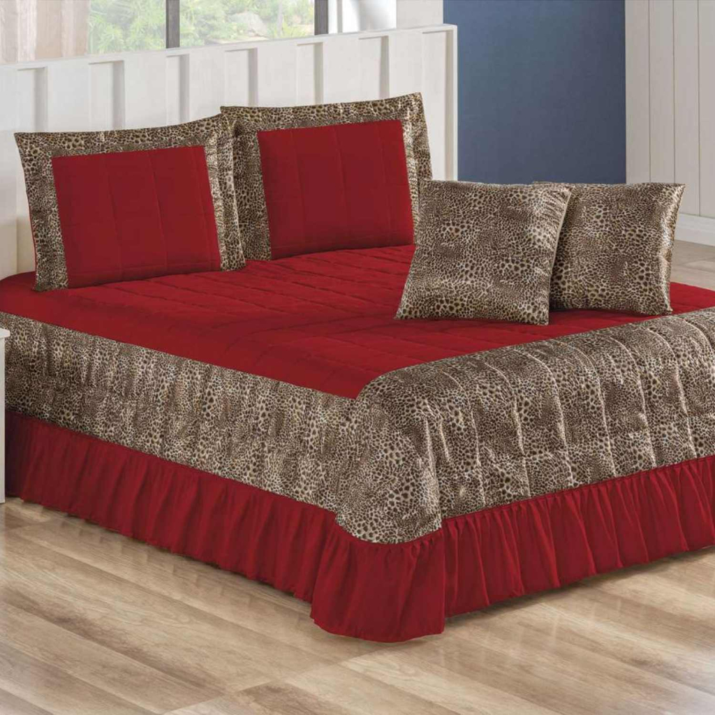 Kit Cobre Leito Queen 7 Peças | Cetim Charmousse com Almofadas + Refil – Elegância para o Quarto Casal
