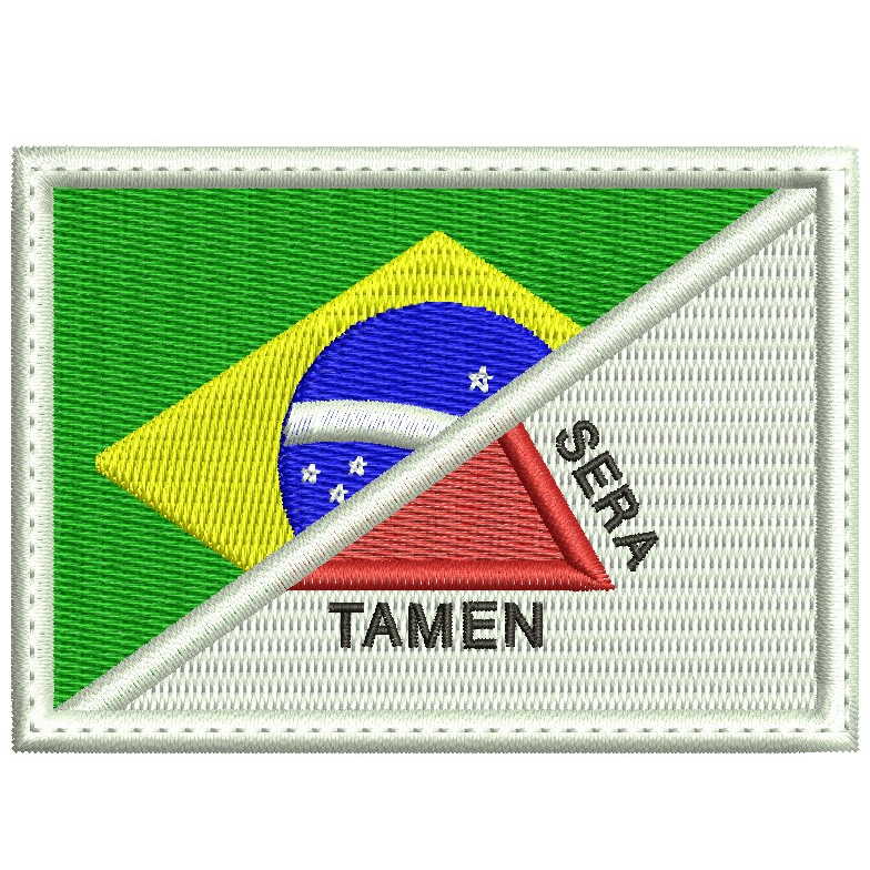 Patch 8x5,5 cm Bordado Bandeira Estado De Minas Gerais / Brasil com carrapicho, para costurar ou termocolante negativa Modelo 1
