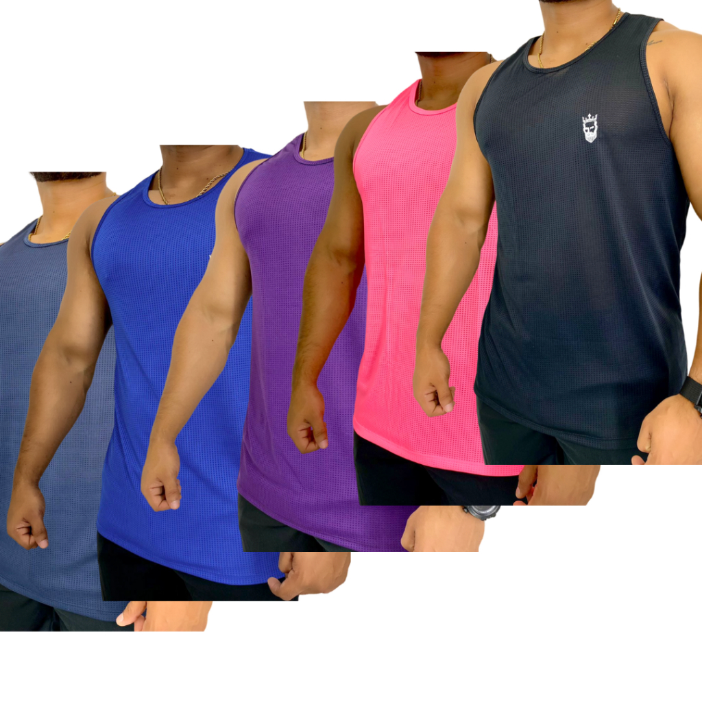 Regata de Academia Camiseta Fitness Dryfit Masculina Para Treino Musculação Diversas Cores