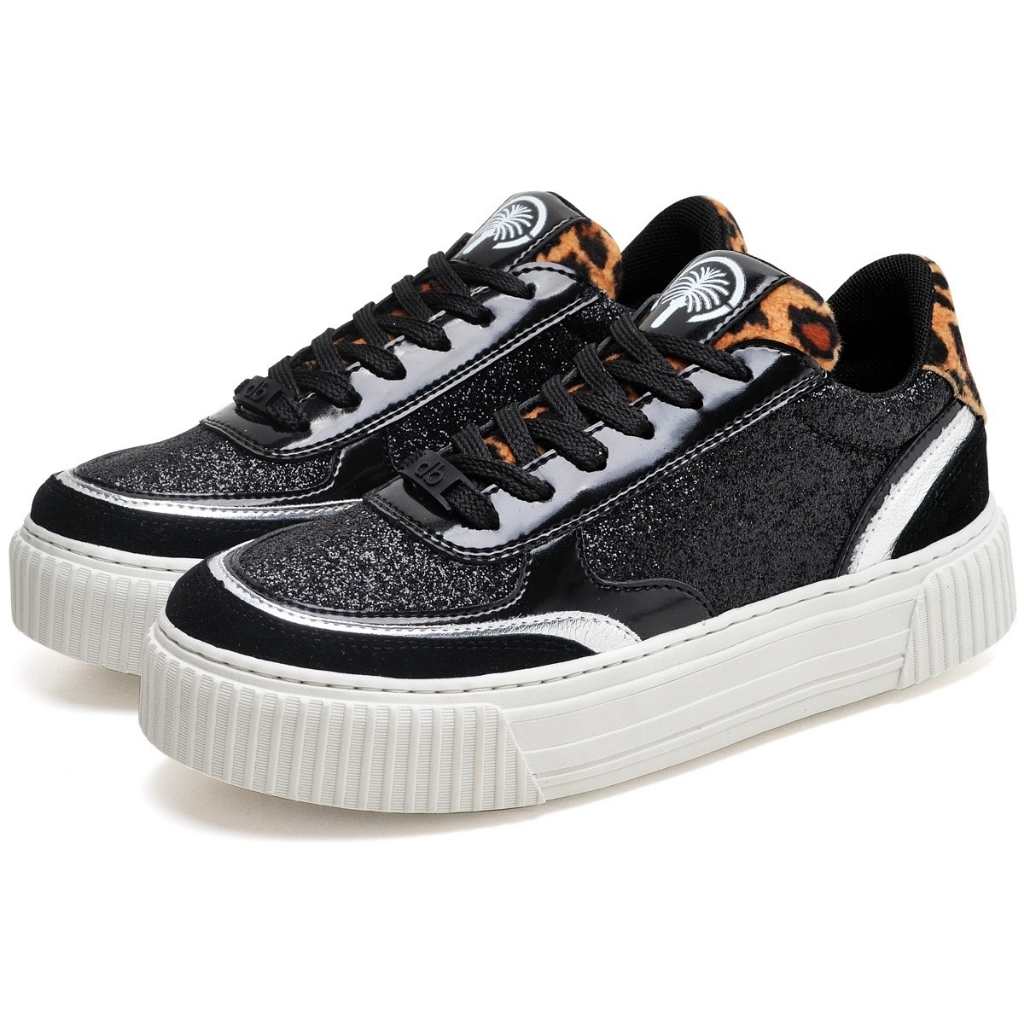 Tenis Feminino Dubuy Street Plataforma Onça Recortes Glitter Aurora 038FG - Women Shoes
