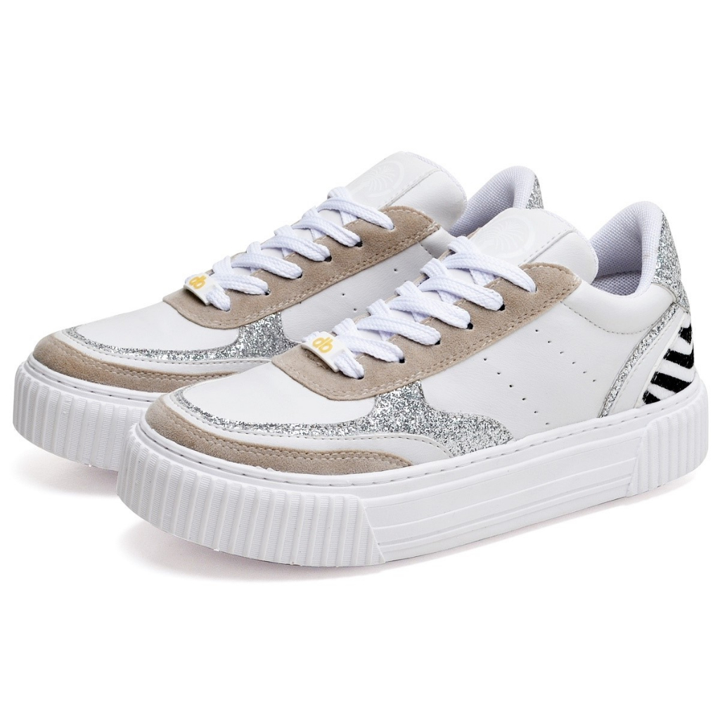 Tenis Feminino Dubuy Sneaker Recortes Glitter Prateado Aurora 035FG em Oferta na Shopee