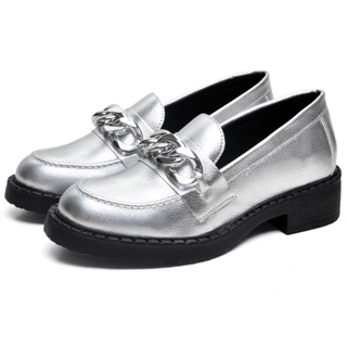 Sapato Mocassim Dubuy De Salto Loafer Feminino Prata Meg 1414FG em Oferta na Shopee