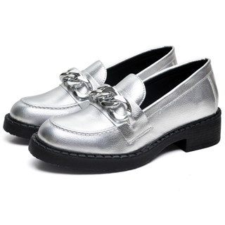 Sapato Mocassim Dubuy De Salto Loafer Feminino Prata Meg 1414FG