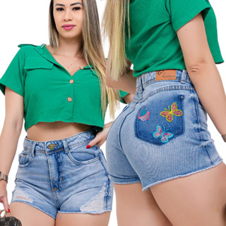 Short Jeans Feminino Cintura Alta