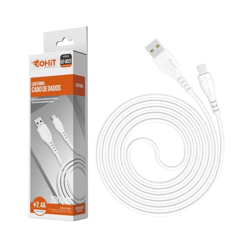 Cabo Para Celular Turbo IPHONE Lighting TYPE-C Usb V8 Gohit Turbo 1M 2M Recarga Rápida COR ALEATORIA