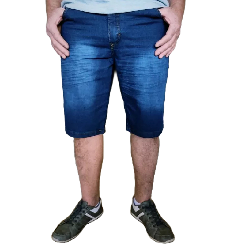 Kit 2 Bermudas Masculinas Jeans Tradicional com Elastano Passeio Trabalho