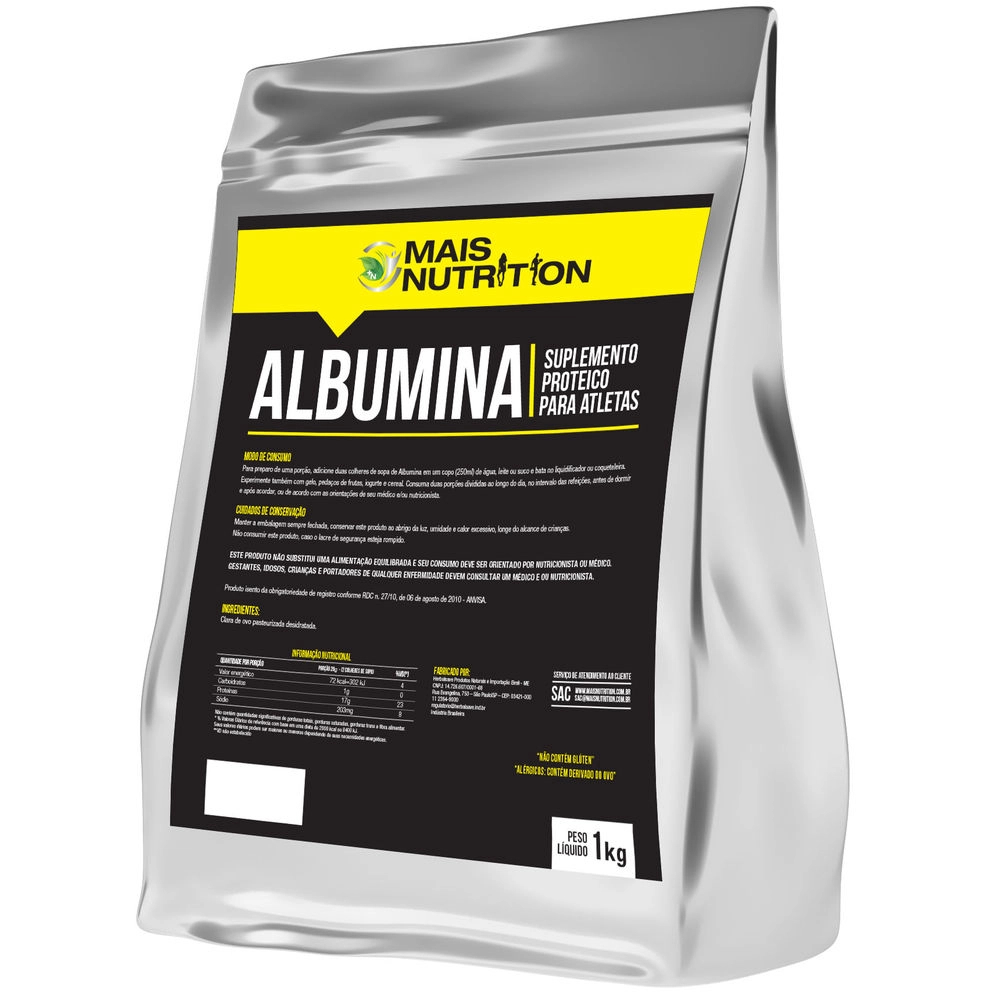 Suplemento Alimentar Albumina Pura S/ Sabor Mais Nutrition GANHO DE MASSA PROTEINA