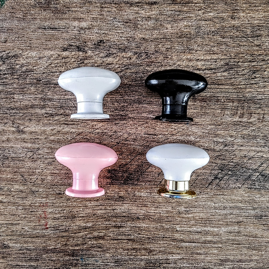 Puxador de Gaveta, Kit 4/5/6/7/8 peças Bola Oval, Branco, Preto, Rosa, Branco c/ dourado, para portas, Armários e etc... em Oferta na Shopee