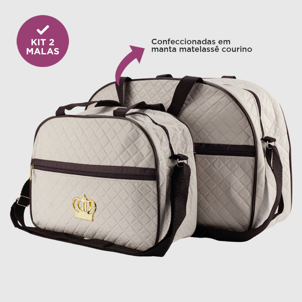 Kit Bolsa Saída Maternidade Bege Bebê Menino Menina 2 Peças em Oferta na Shopee