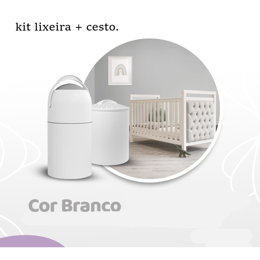 kit lixeira antiodor e cesto antiviral roupas bebe quarto enxoval em Oferta na Shopee