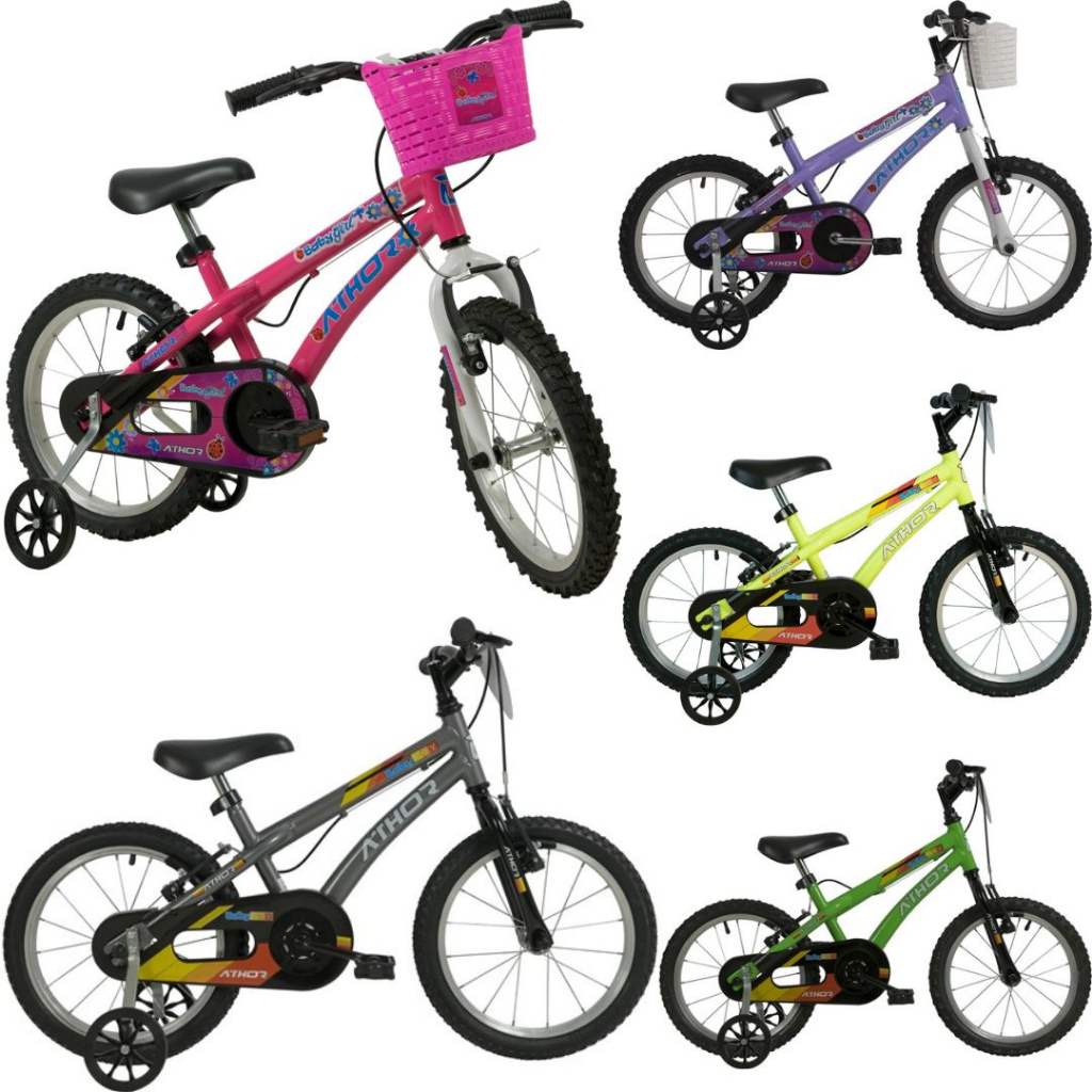 Bicicleta aro 16 com rodinha infantil, para criança. Bike Athor infantil. Kids. Masculino e feminino