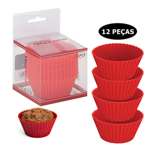 Forminha De Silicone Forma Assadeira Cupcake Mini Bolo Muffin 12 Pçs em Oferta na Shopee