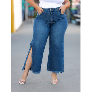 calça wide leg feminina plus size moda grande 46 ao 60