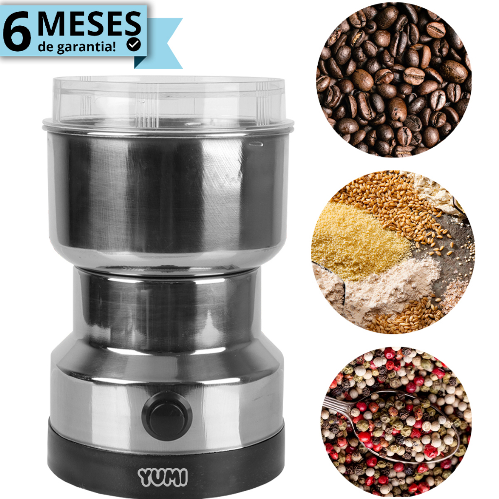 Moedor Triturador de Grãos Elétrico Inoxidável Processador de Café 110v Não Enferruja C/ Garantia