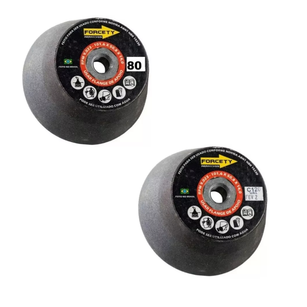 Kit 2 Rebolos Copo Cônico 4 Polegadas Grãos 80 E 120 Marmoraria Rosca M14 Lixadeira/Esmerilhadeira em Oferta na Shopee