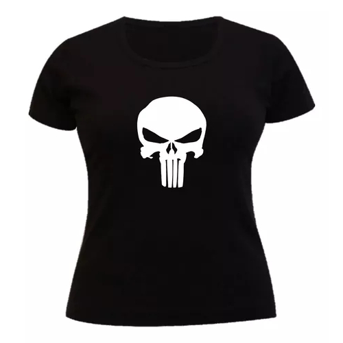 Camisa Camiseta Babylook Justiceiro Caveira 100% Algodão em Oferta na Shopee