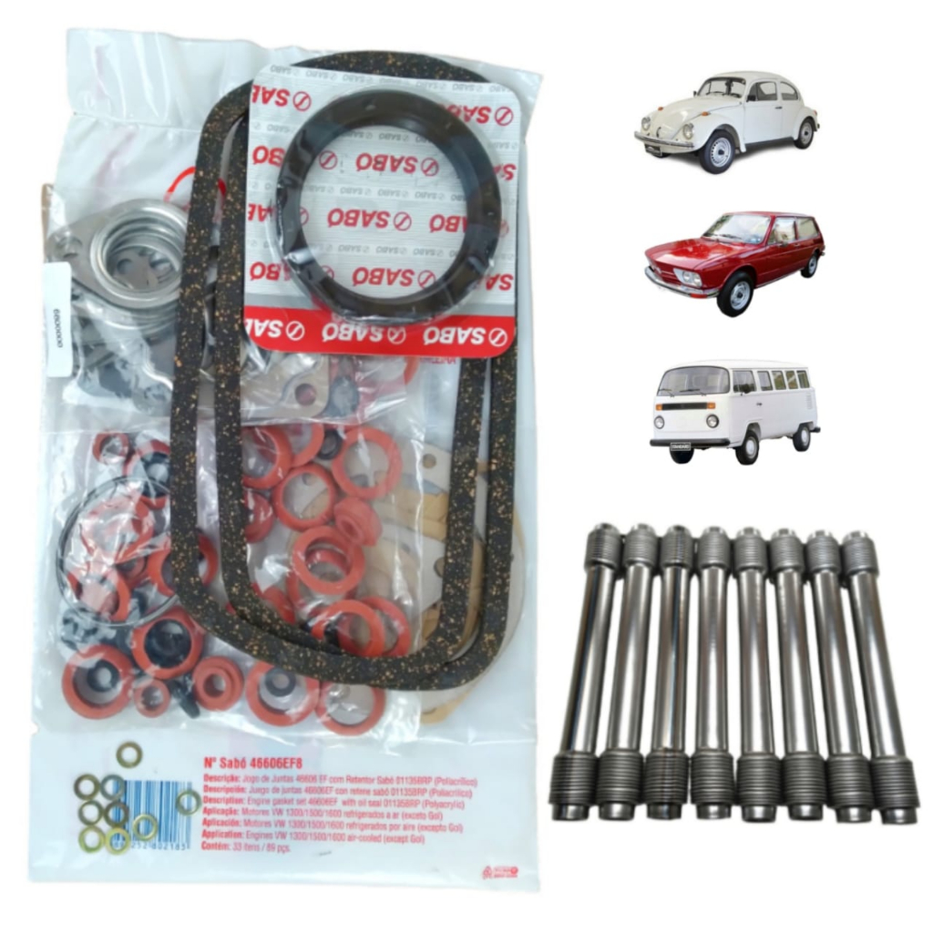 Kit Junta Motor + Capa Tucho Fusca Kombi Brasilia Gol Motor A Ar Sabò