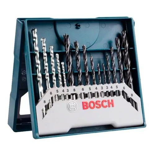 Kit De Brocas Bosch Mini X-Line 15 Peças Para Madeira Concreto Metal - Home & Living