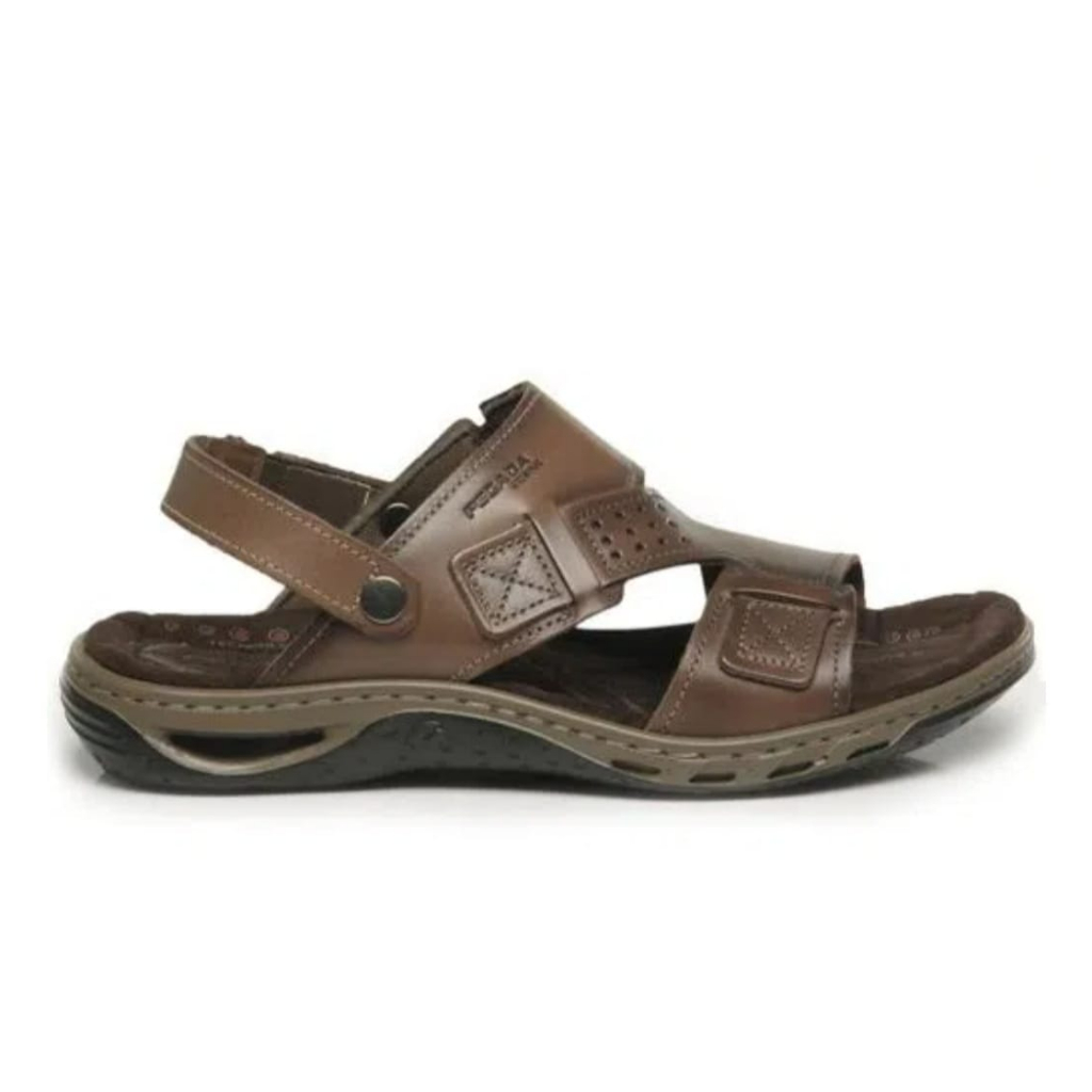 Sandalia Chinelo Masculino Pegada em Couro Tiras Leve Macia Conforto Presente Namorados