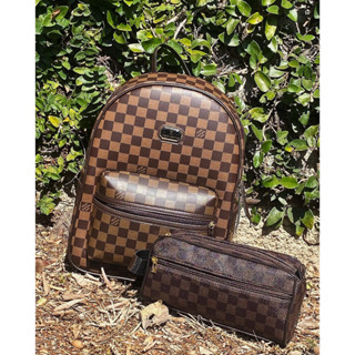 Kit Bolsa Mochila e Necessaire Louis V LV Estojo Preto Marrom Viagem PROMOÇÃO