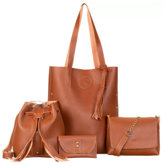 Bolsa Feminina Kit 4 Peças Básico Prático Dia a Dia em Oferta na Shopee