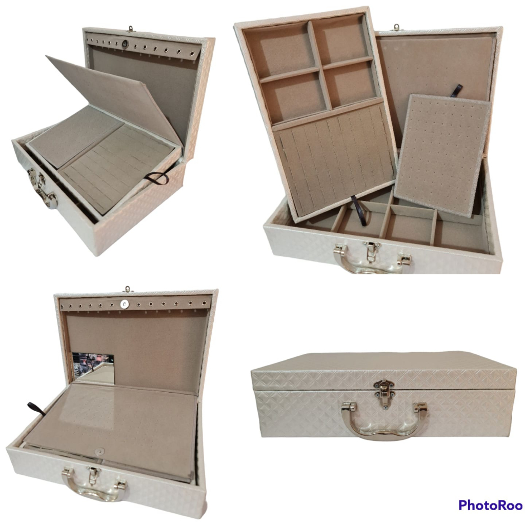 Linda Maleta Estojo Porta Jóias Grande Duplo com Espelho !