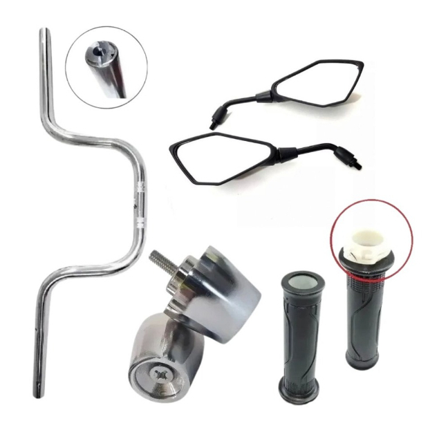 Kit Guidão Manopla Cargo Titan 160 C/ Roldana Pezinho PCX + Par Retrovisor Z400 G76