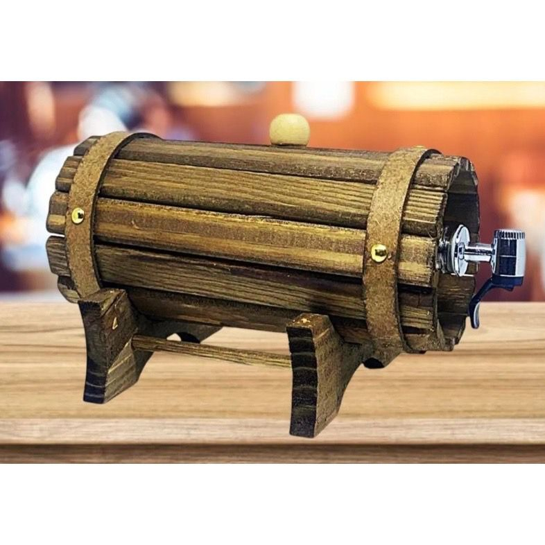 Pingômetro Barril Para Cachaça 1 Litro De Madeira Rustica