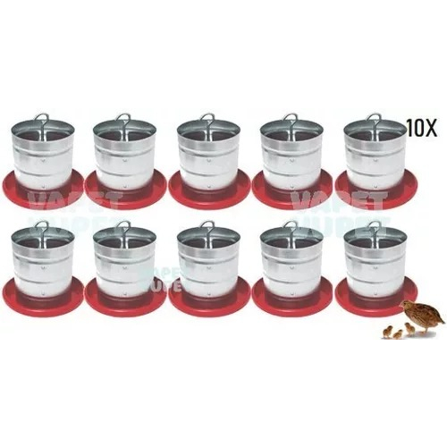 Kit 10 Comedouro Tubular Galvanizado 3 Kg Para Aves Galinha Pinto Galo Frango Automático Pet