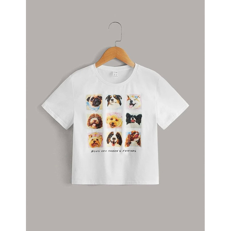 Blusa branca estampa cachorros menina infantil juvenil moda