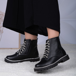 Bota Coturno Tratorado Feminino Strass Luxo Cano Curto Moda