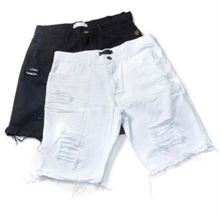 KIT COM 2 SHORTS JEANS MASCULINO RASGADO ESTILO RJ 2023