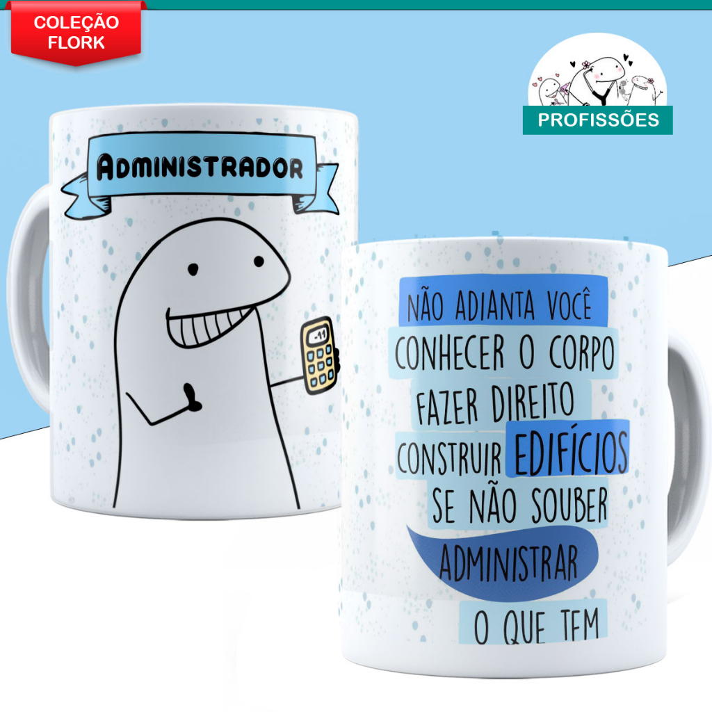 Caneca Administrador Personalizada - Flork com Nome Bolo Bento Profissão Administração Profissões Mod. 603