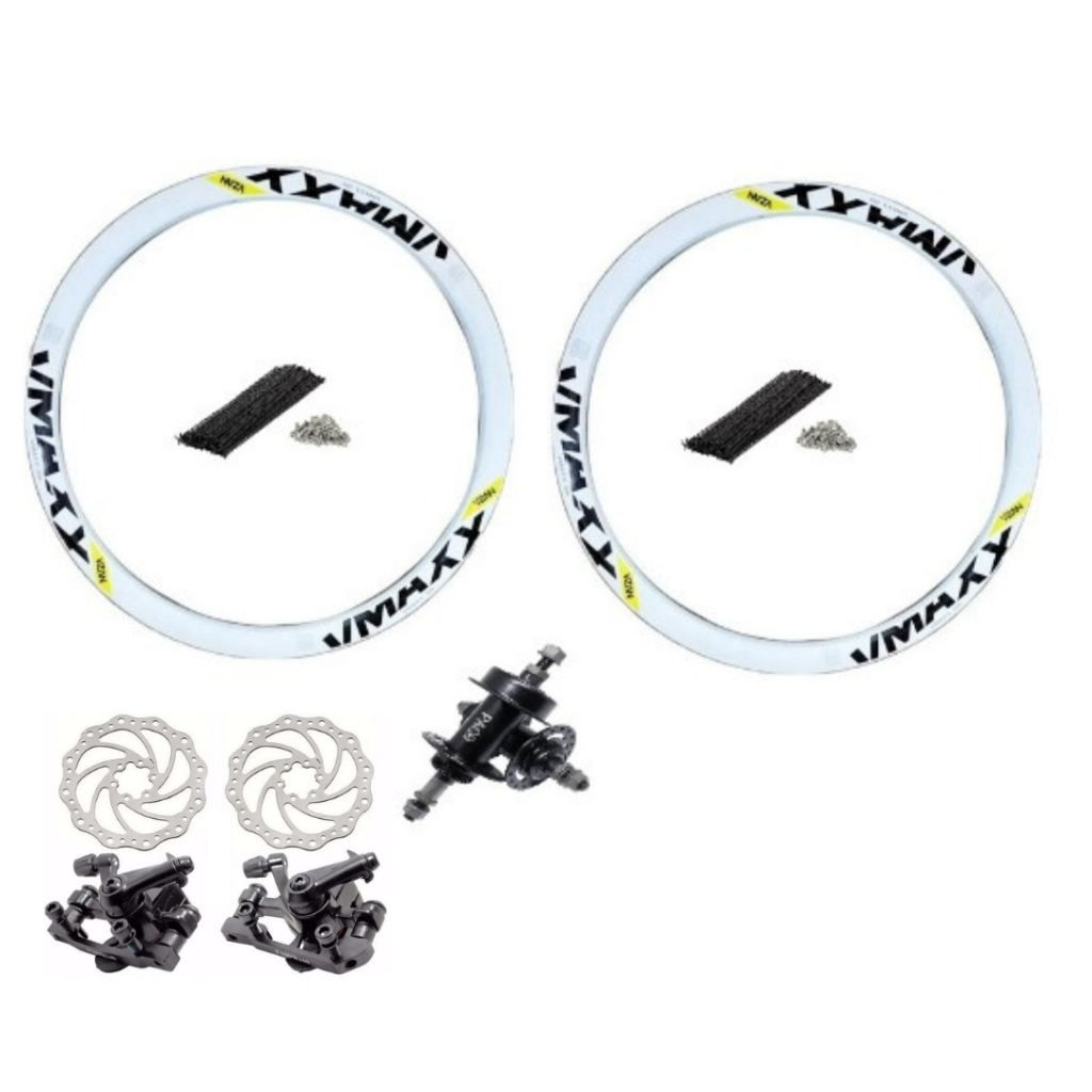 Par 2 Aro Vzan Vmaxx Branco Aro 26 Parede Dupla Reforçado Dh Paredão Para  Freio A Disco + Raios Finos + Cubo Aço 36F