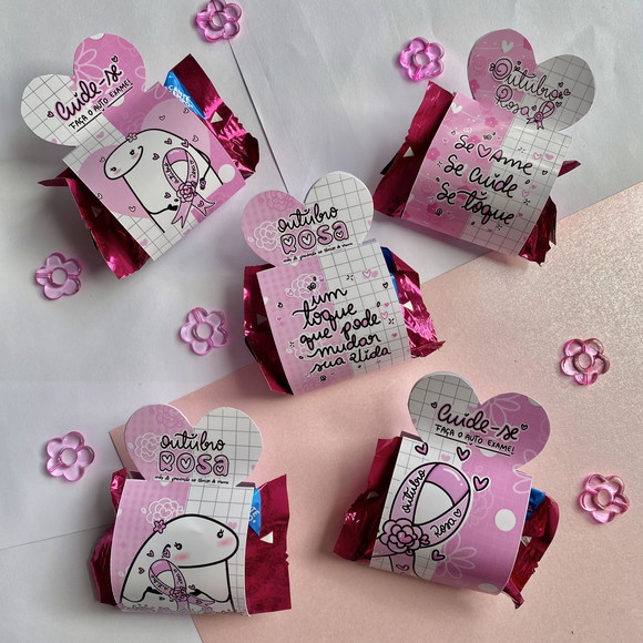 Capinhas porta bombom outubro rosa Capa para Bombom Lembrancinha Outubro Rosa para Bombom