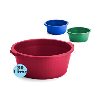 Kit 3 Bacias Plástica 30 Litros Para Roupa Lavanderia Redonda Grande em Oferta na Shopee